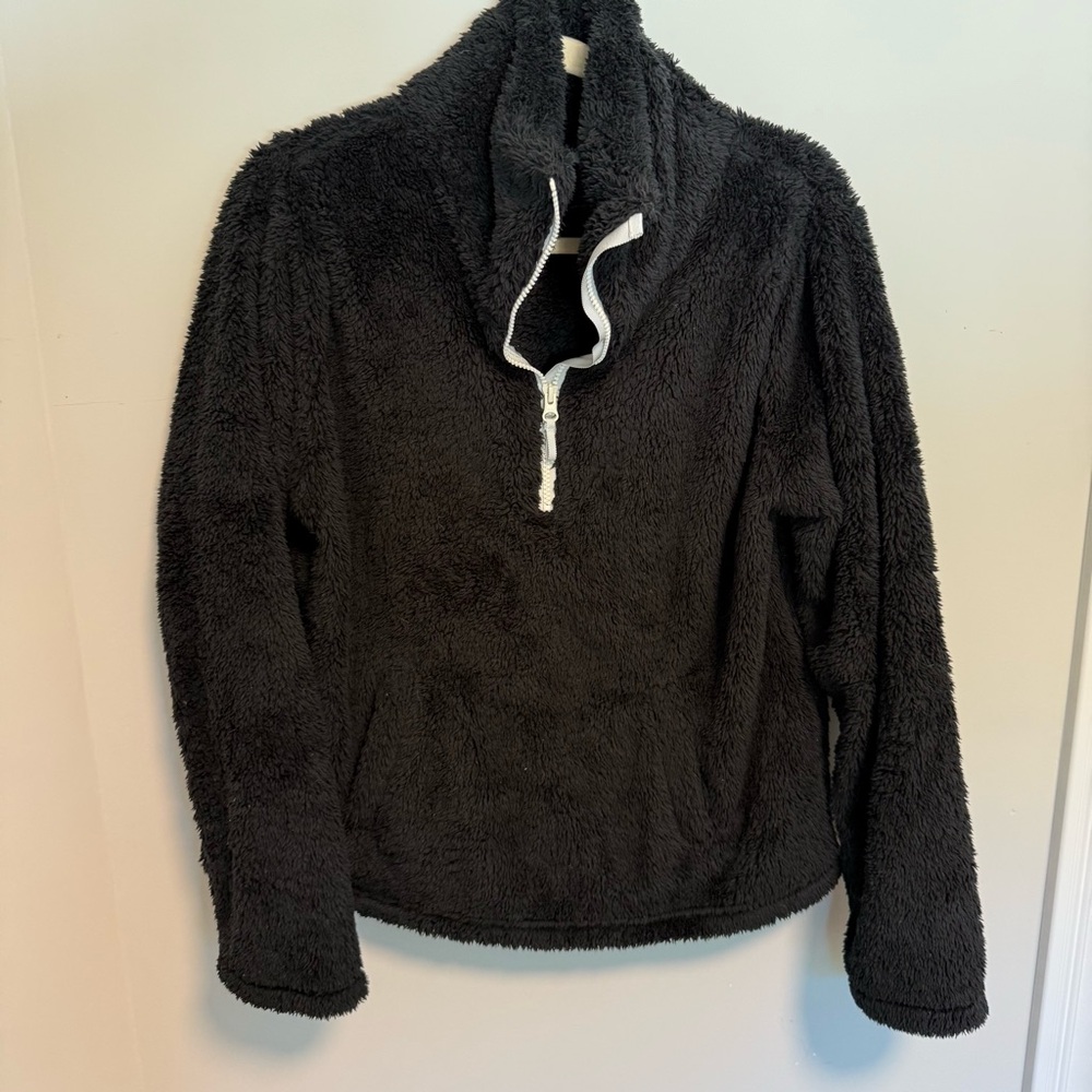 J. Crew Black Fleece Zip Neck Sweater